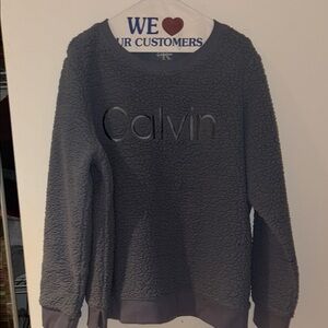 Calvin Klein Gray Crew Neck Sweater with Textured Design